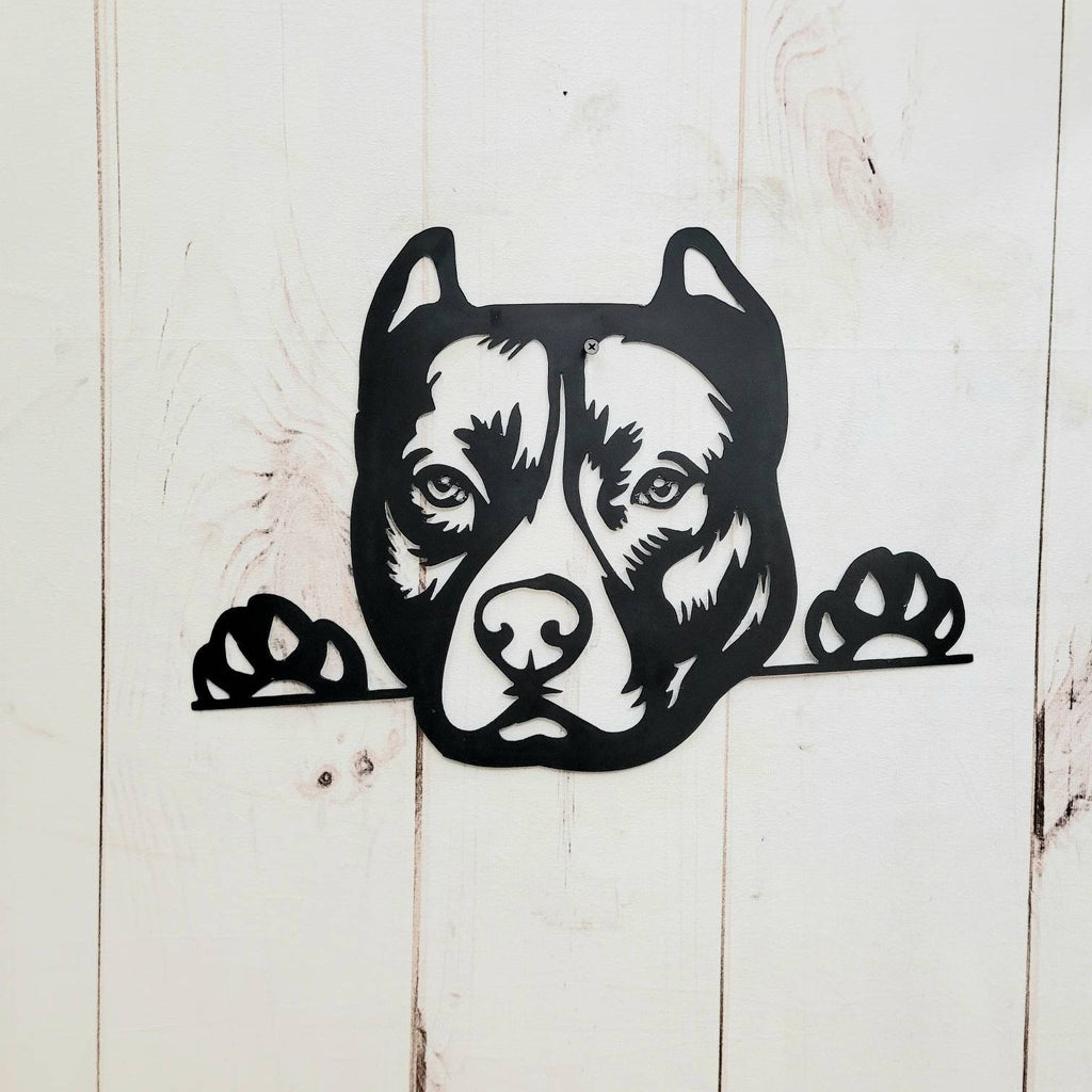 Pitbull Metal Wall Art Metal Dog Sign — alternate angle