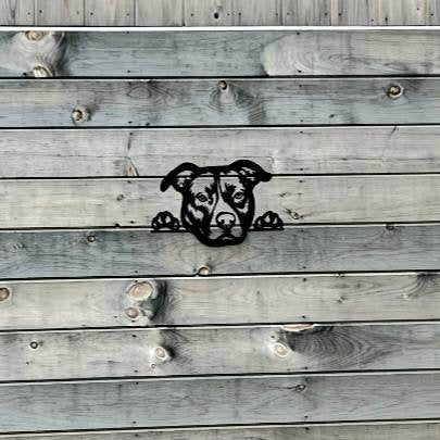 Pitbull Metal Wall Art Metal Dog Sign — alternate angle