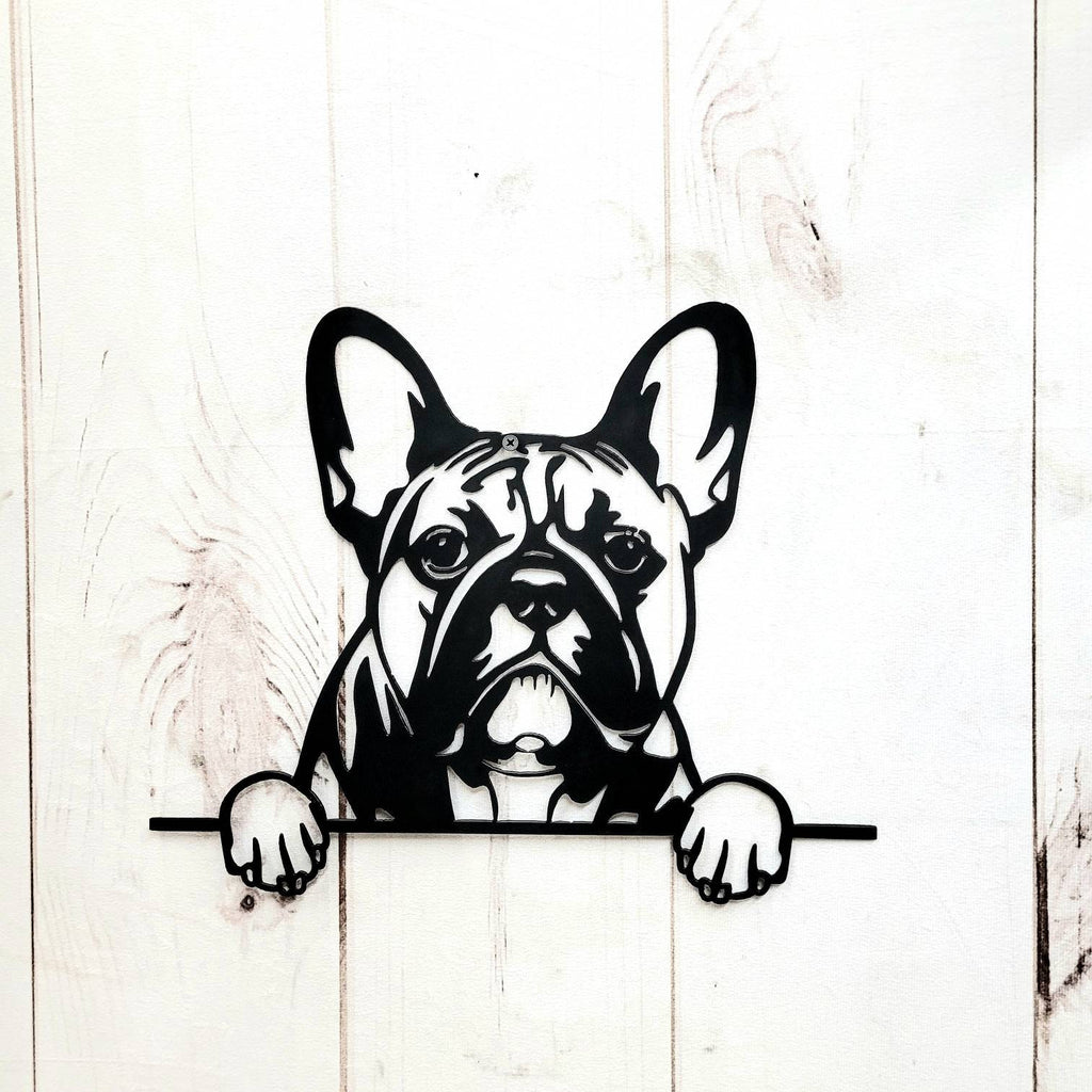 French Bulldog Metal Art Sign Metal Dog Sign — front view on white background