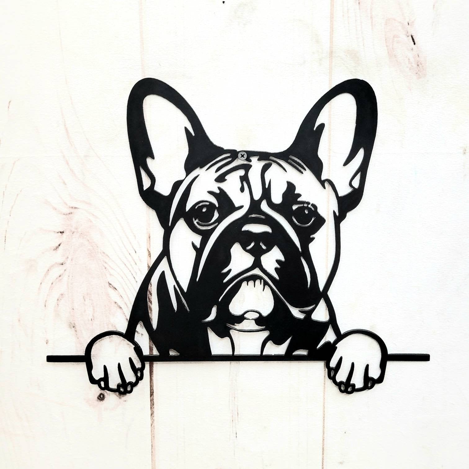 French Bulldog Metal Art Sign Metal Dog Sign — detail view