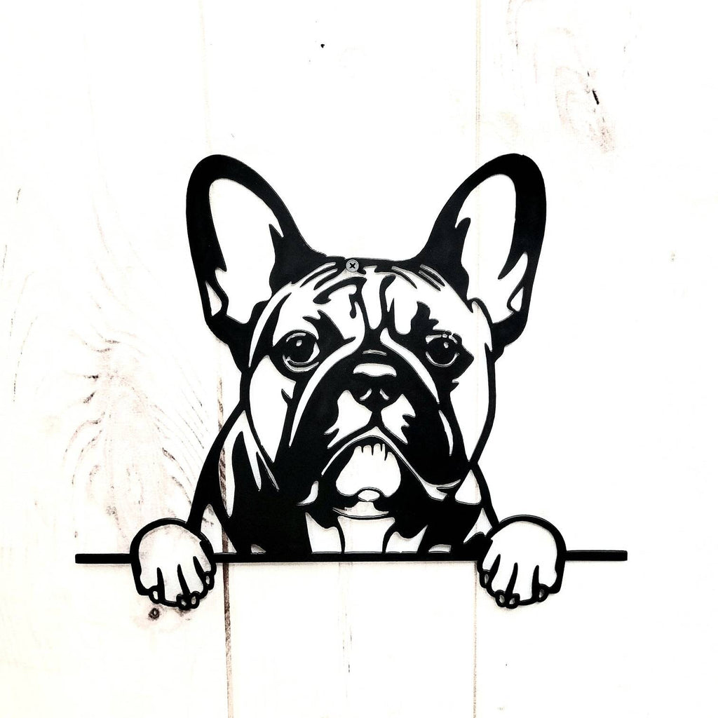 French Bulldog Metal Art Sign Metal Dog Sign — alternate angle