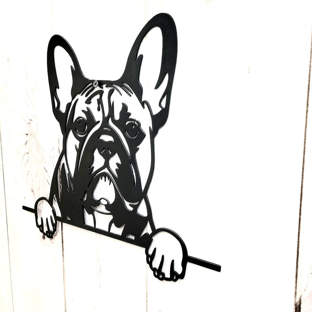 French Bulldog Metal Art Sign Metal Dog Sign — alternate angle