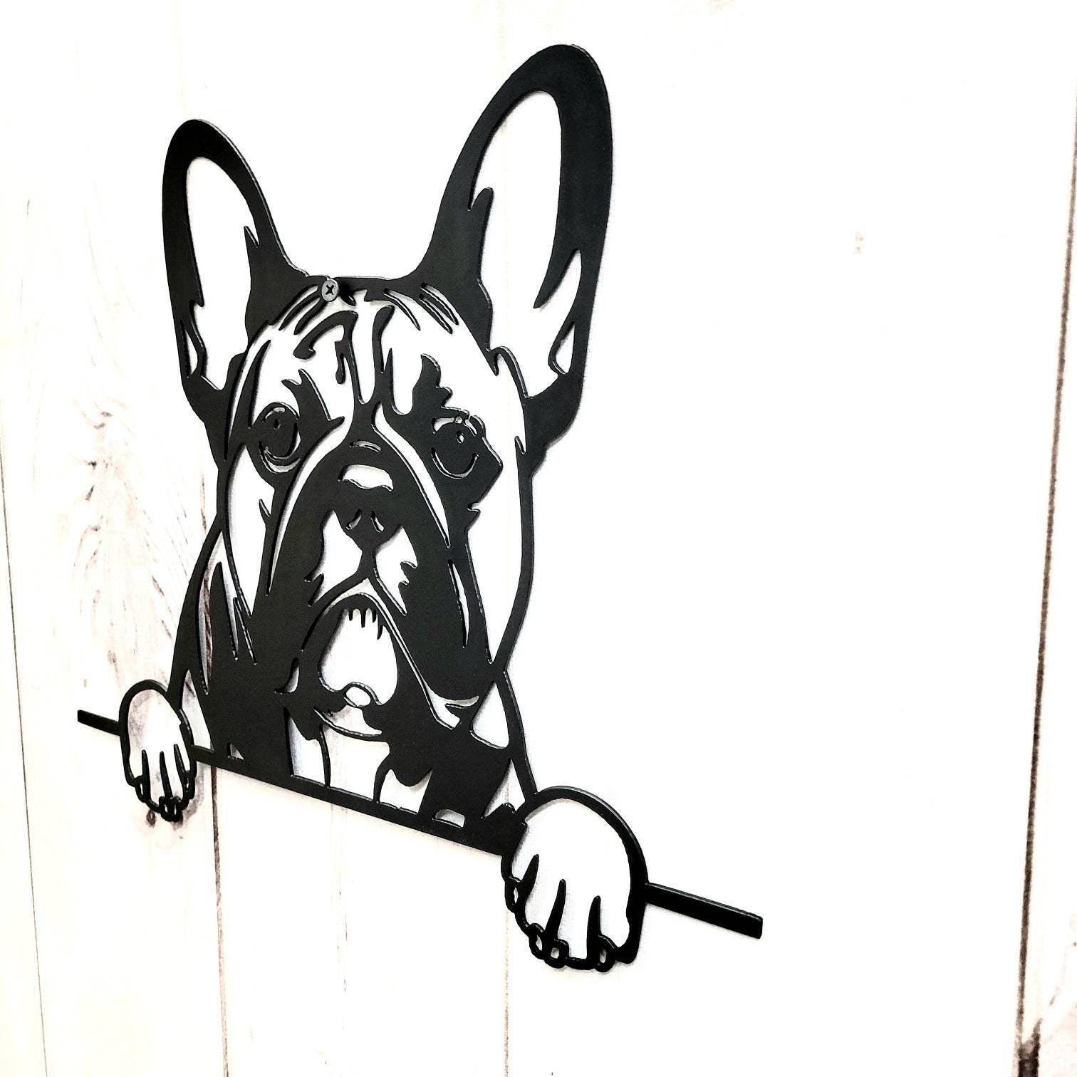 French Bulldog Metal Art Sign Metal Dog Sign — alternate angle