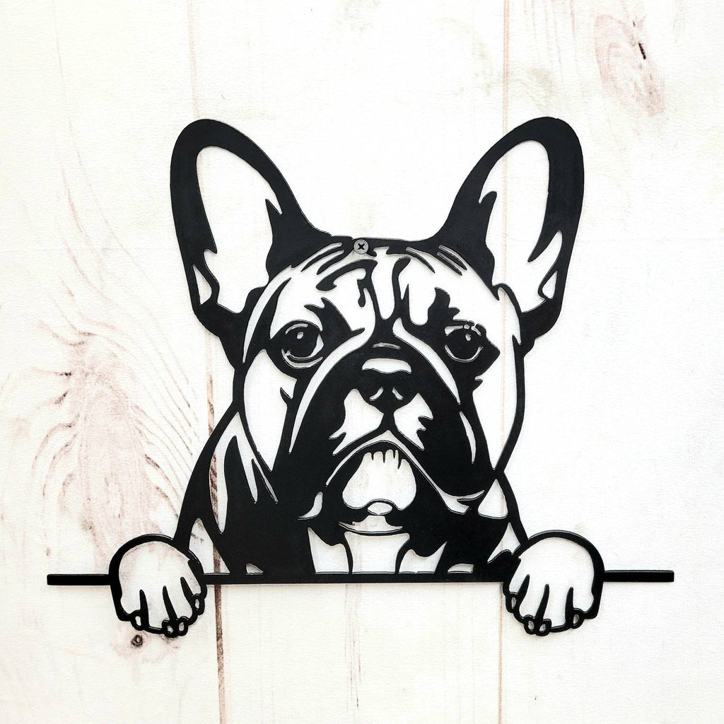 French Bulldog Metal Art Sign Metal Dog Sign — alternate angle