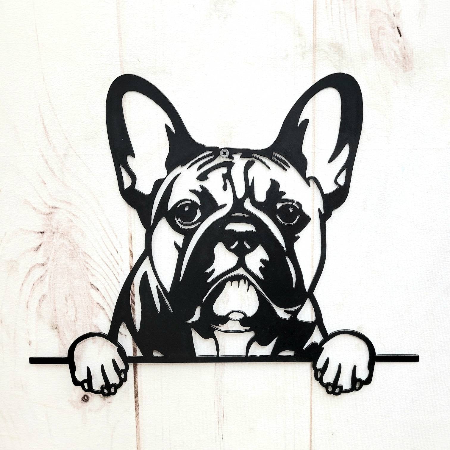 French Bulldog Metal Art Sign Metal Dog Sign — alternate angle