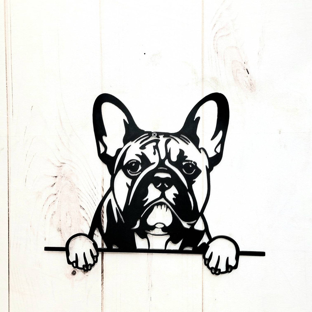 French Bulldog Metal Art Sign Metal Dog Sign — alternate angle