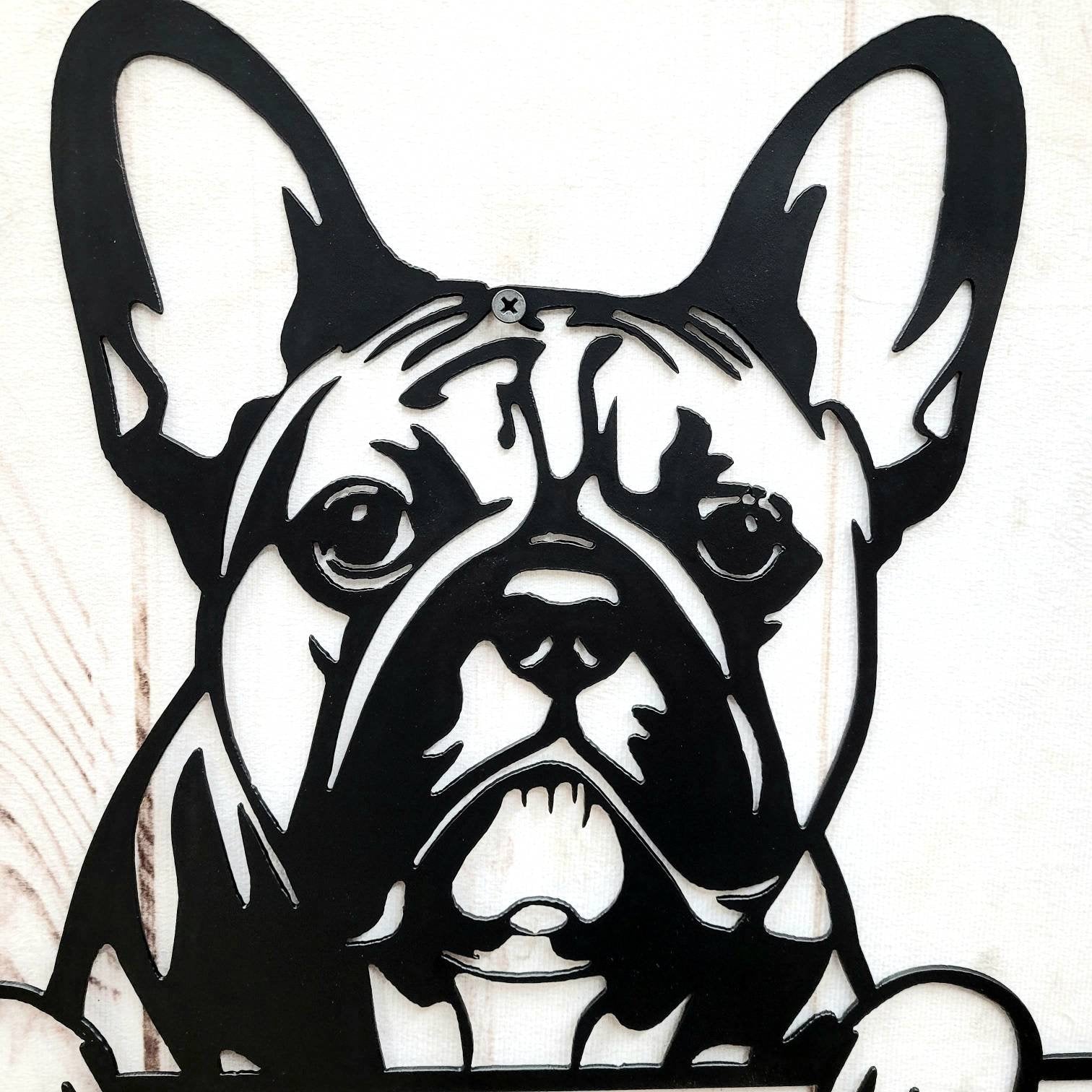 French Bulldog Metal Art Sign Metal Dog Sign — alternate angle