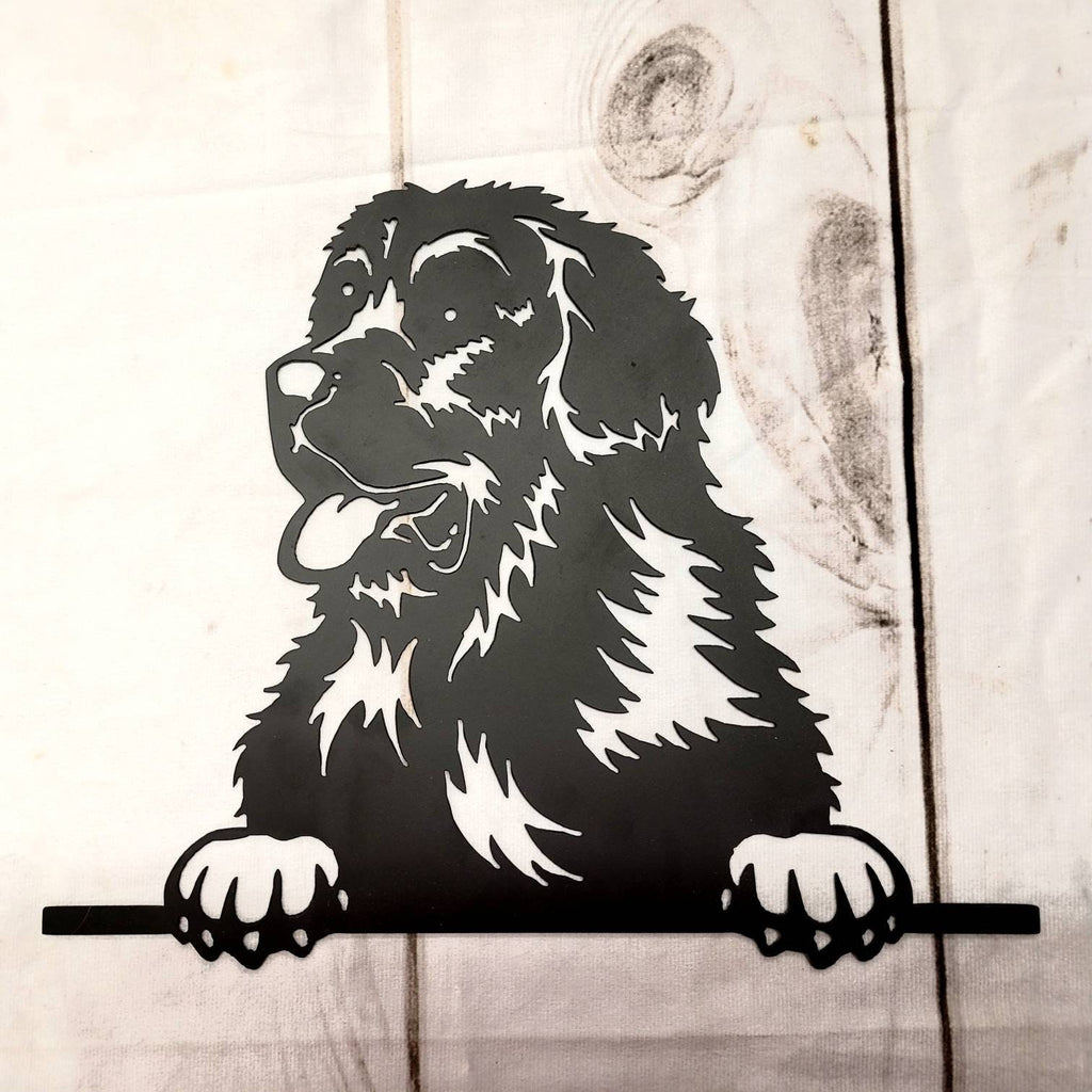 Newfoundland Dog Metal Wall Art Metal Dog Sign — front view on white background