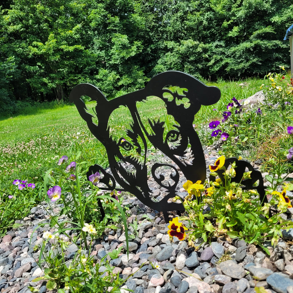 Pitbull Metal Yard Art Metal Garden Stake — alternate angle