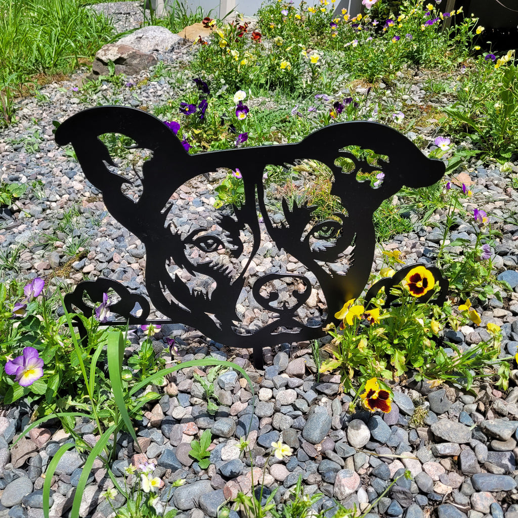 Pitbull Metal Yard Art Metal Garden Stake — alternate angle