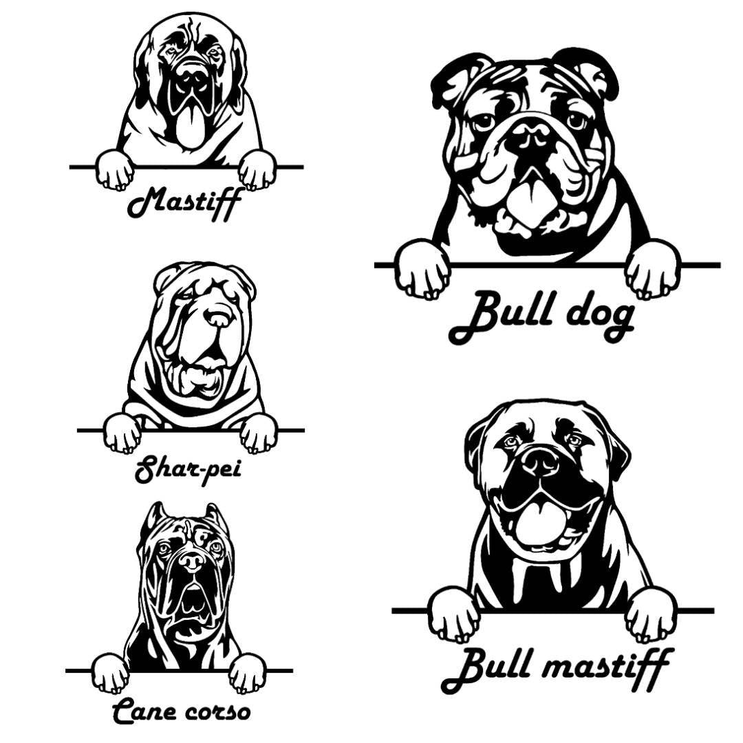Shar Pei Mastiff Bulldog Metal Dog Art Metal Dog Sign — front view on white background