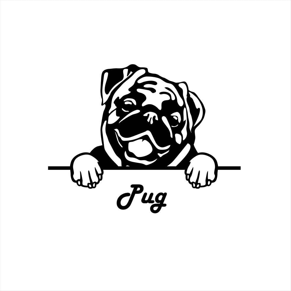 Corgi Pug Chihuahua Bulldog Peeking Dog Art Metal Dog Sign — shown on a rustic wall