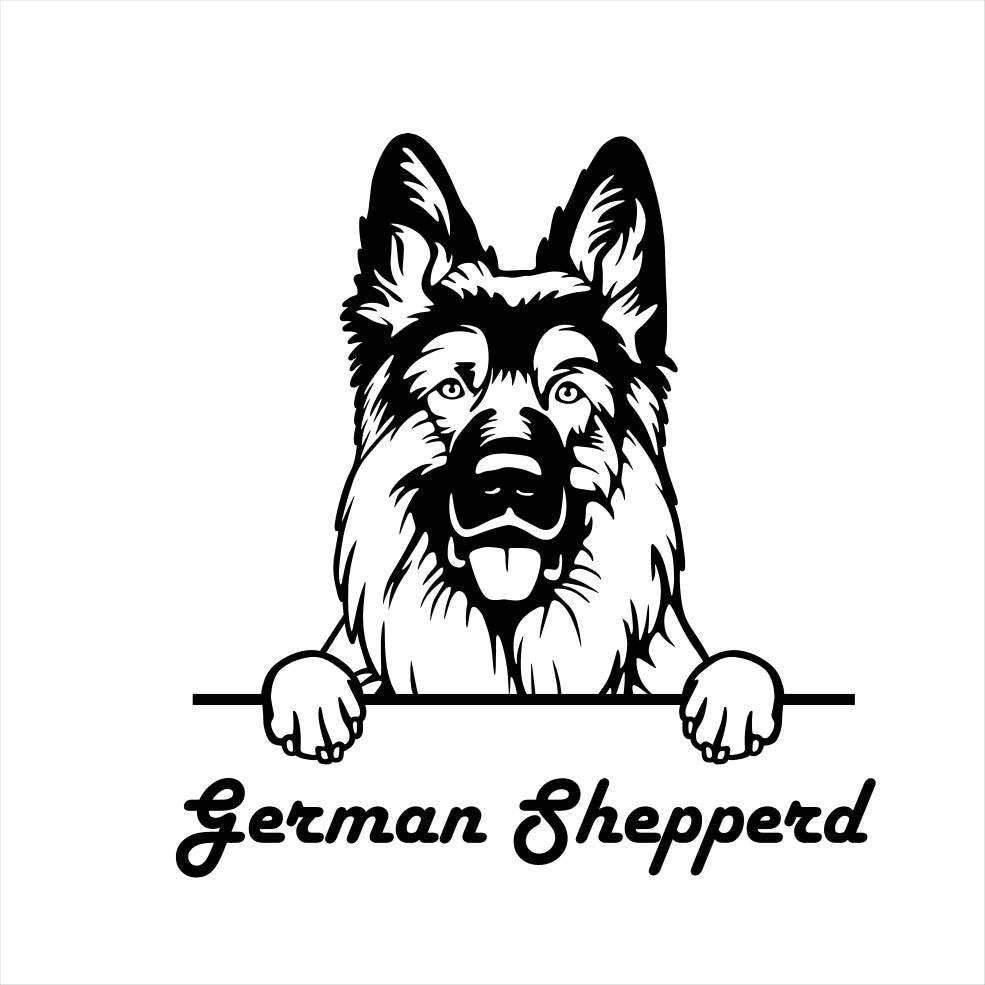 German Shepherd Australian Shepherd Peeking D Metal Dog Sign — detail view