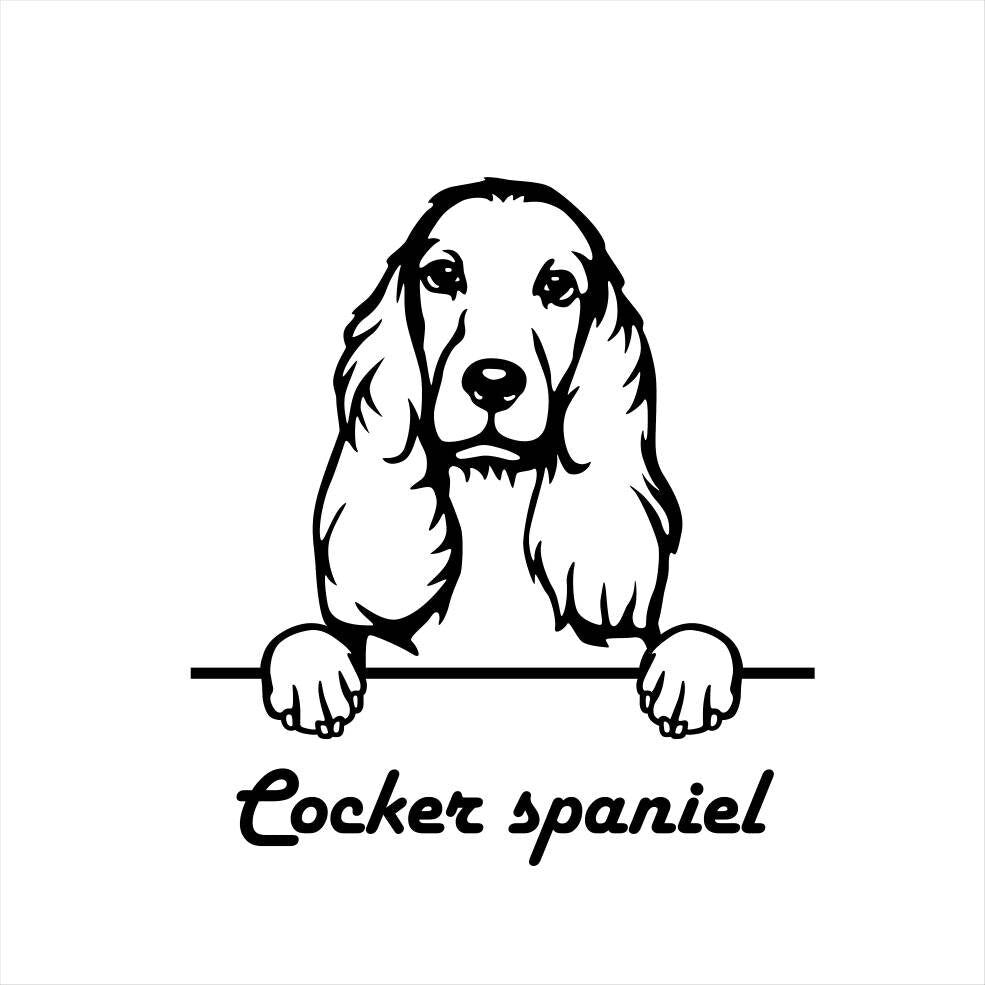 Cocker Spaniel Pomeranian Fox Terrier Dog Art Metal Dog Sign — shown on a rustic wall