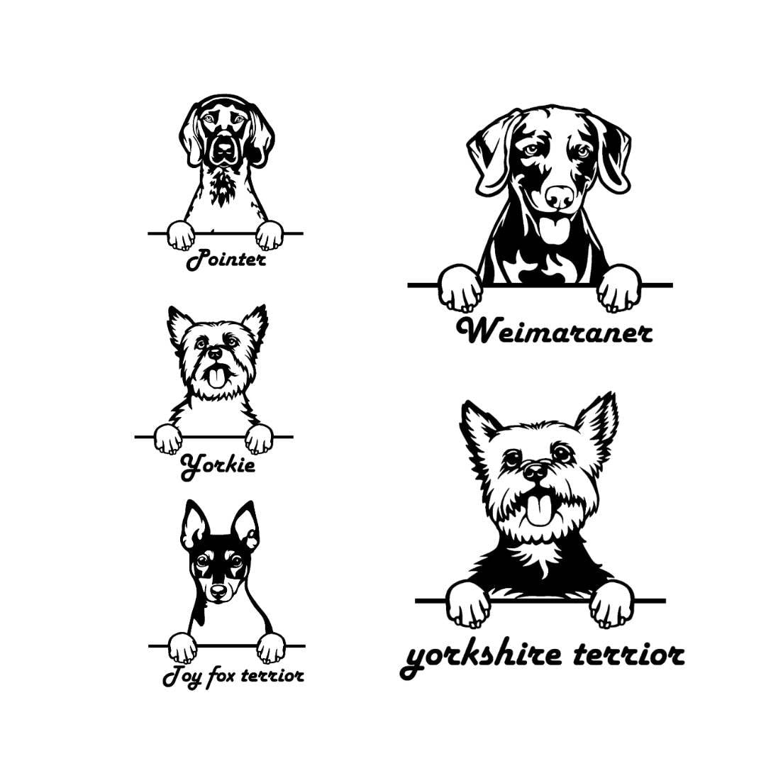 Yorkshire Terrier Weimaraner Pointer Dog Art Metal Dog Sign — front view on white background