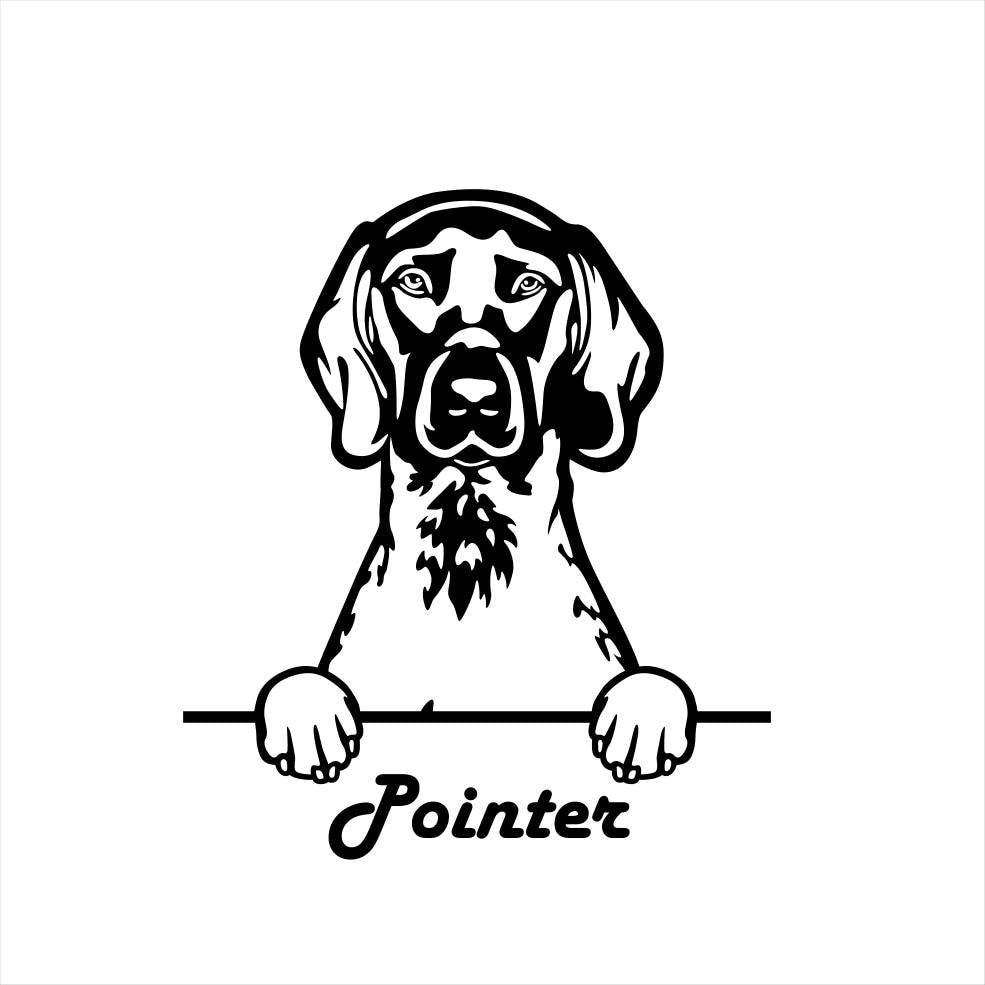 Yorkshire Terrier Weimaraner Pointer Dog Art Metal Dog Sign — shown on a rustic wall
