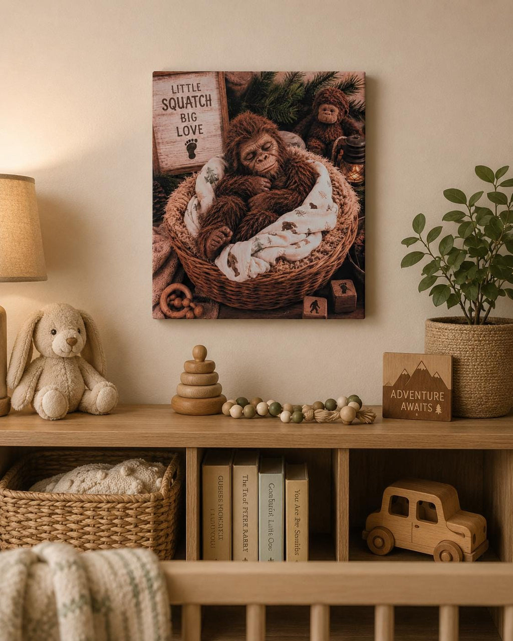 Bigfoot Baby Canvas Print Canvas Print — front view on white background