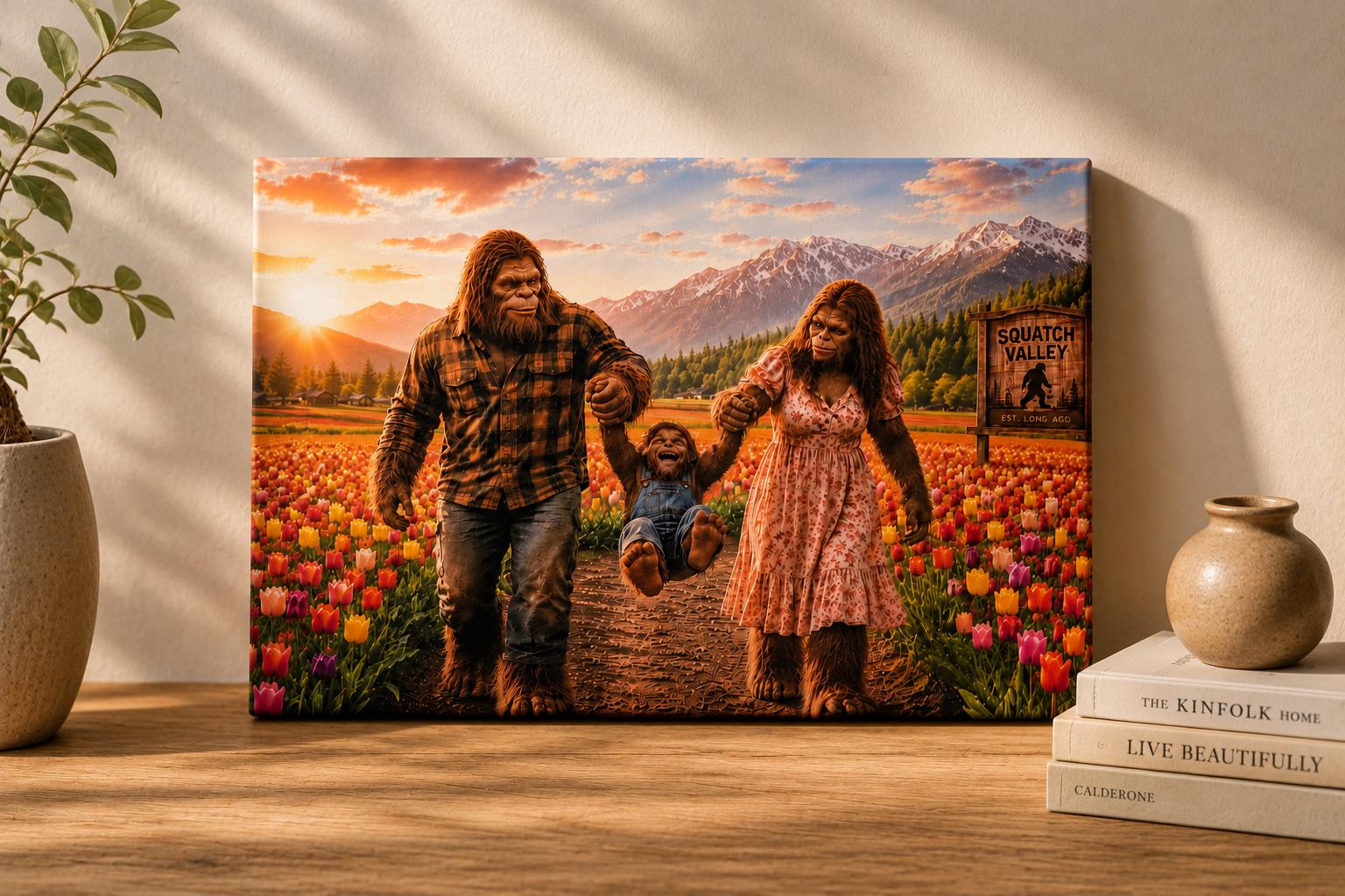 Bigfoot Family Photo Canvas Print Canvas Print — detail view
