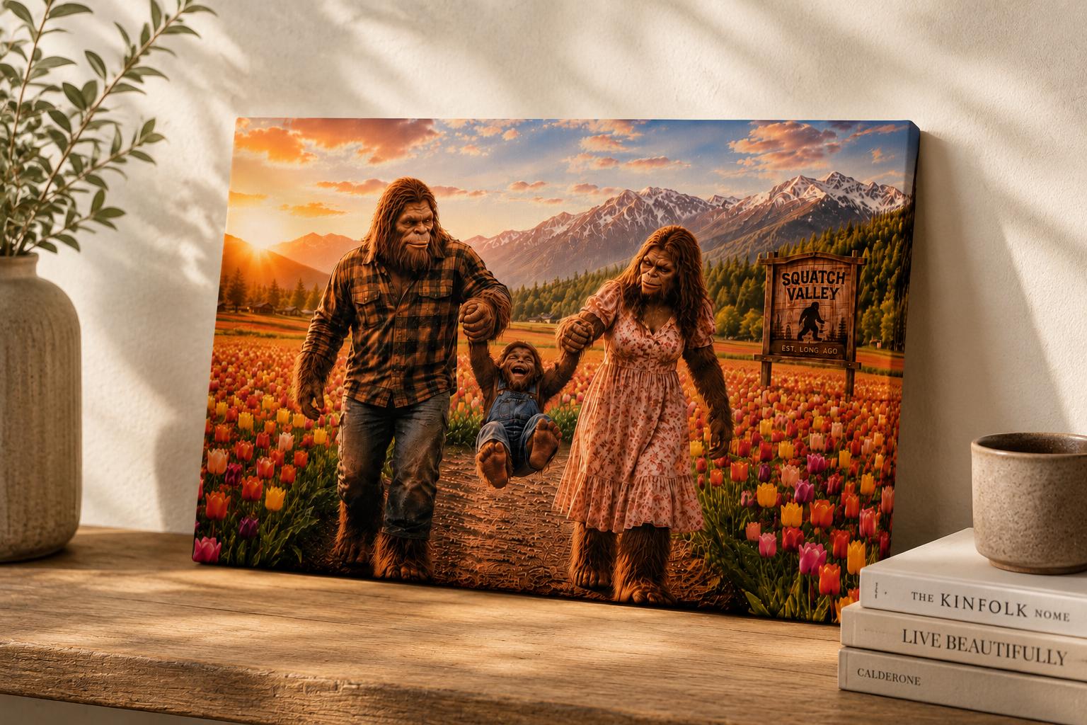 Bigfoot Family Photo Canvas Print Canvas Print — alternate angle