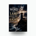 Lamp to My Feet Christian Metal Sign Aluminum Sign — front view on white background