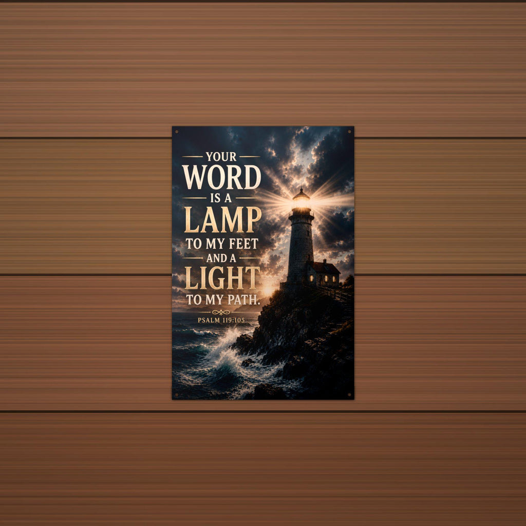 Lamp to My Feet Christian Metal Sign Aluminum Sign — alternate angle
