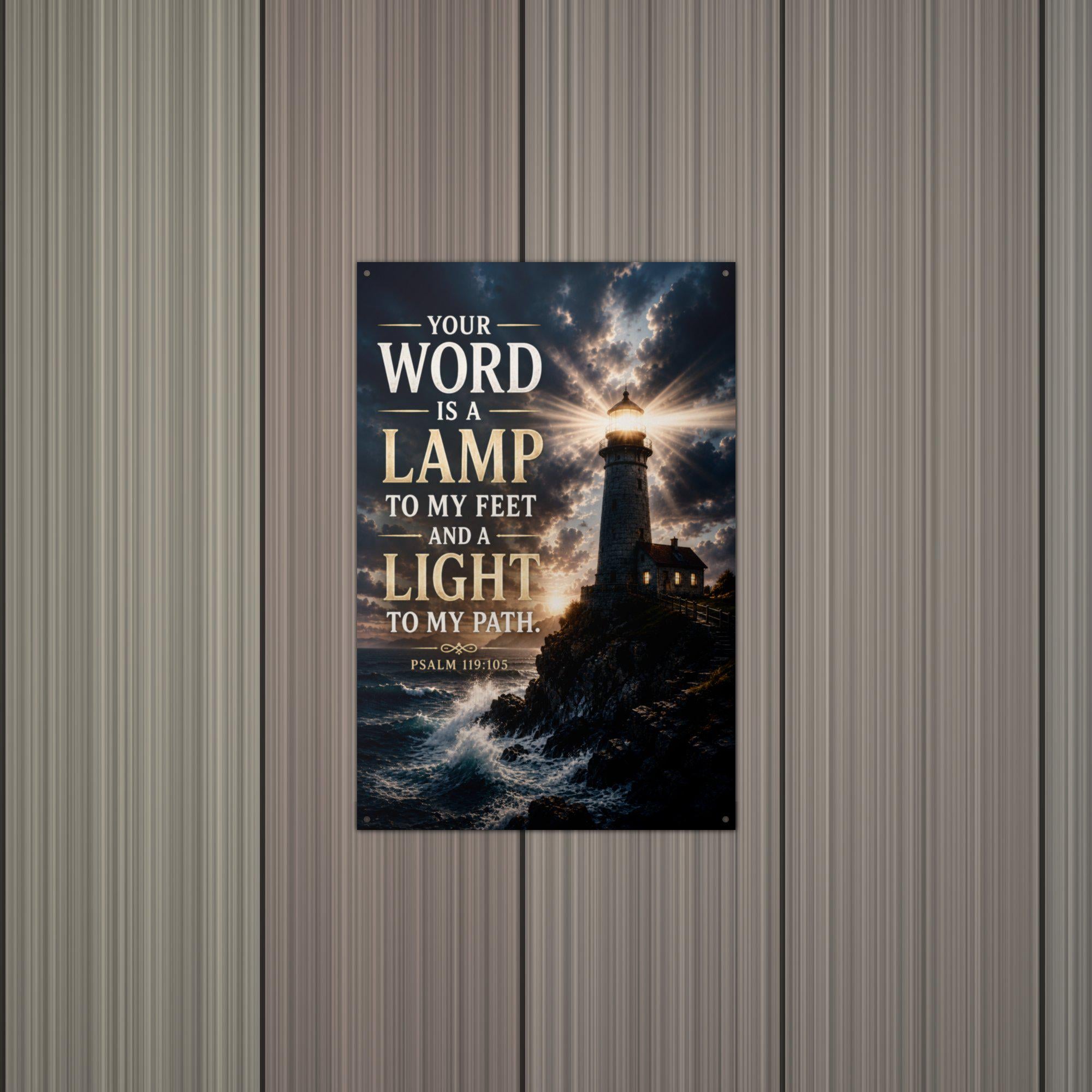 Lamp to My Feet Christian Metal Sign Aluminum Sign — alternate angle
