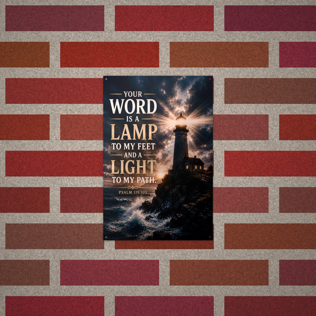 Lamp to My Feet Christian Metal Sign Aluminum Sign — alternate angle
