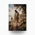 Walk With Me Christian Metal Sign Aluminum Sign — front view on white background