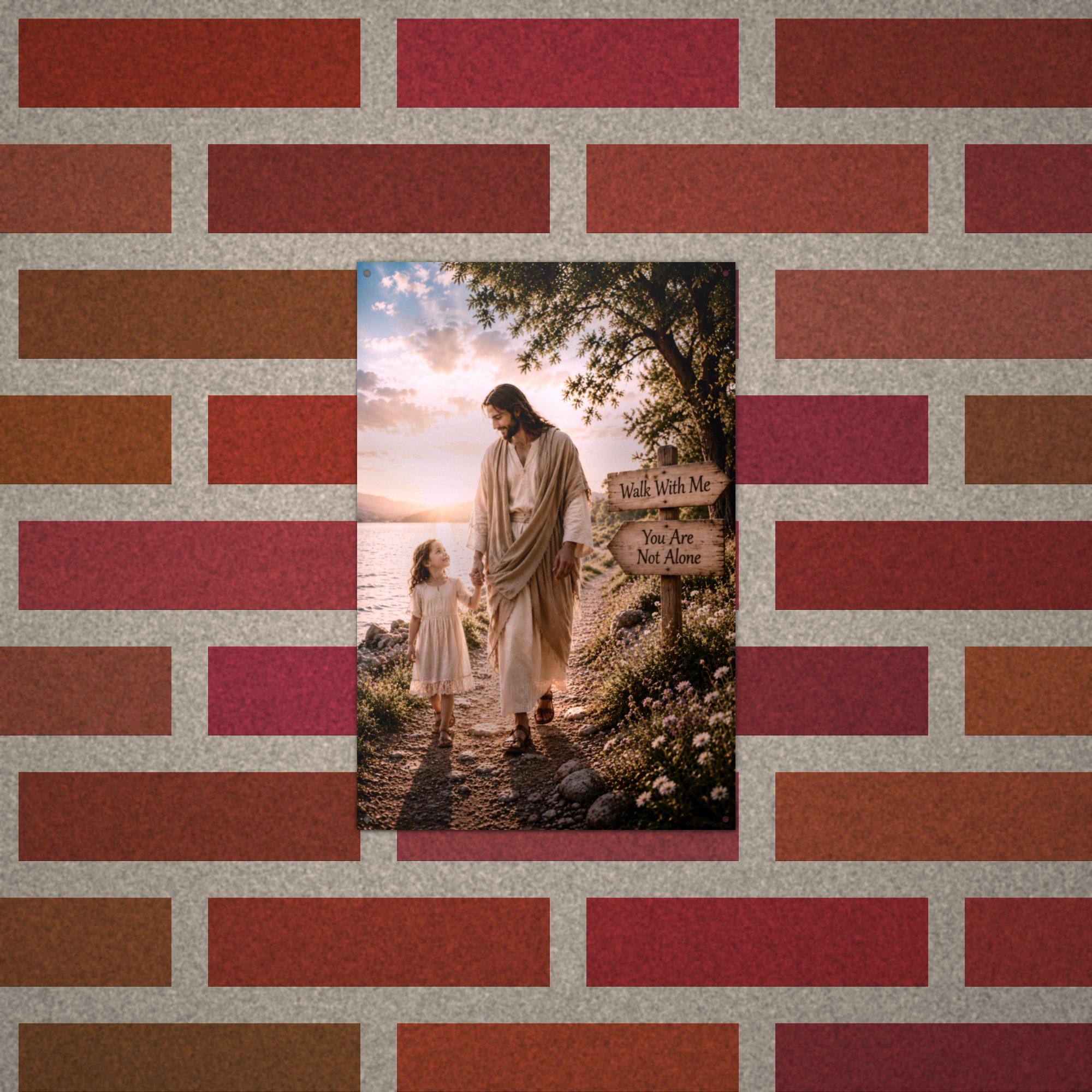 Walk With Me Christian Metal Sign Aluminum Sign — alternate angle
