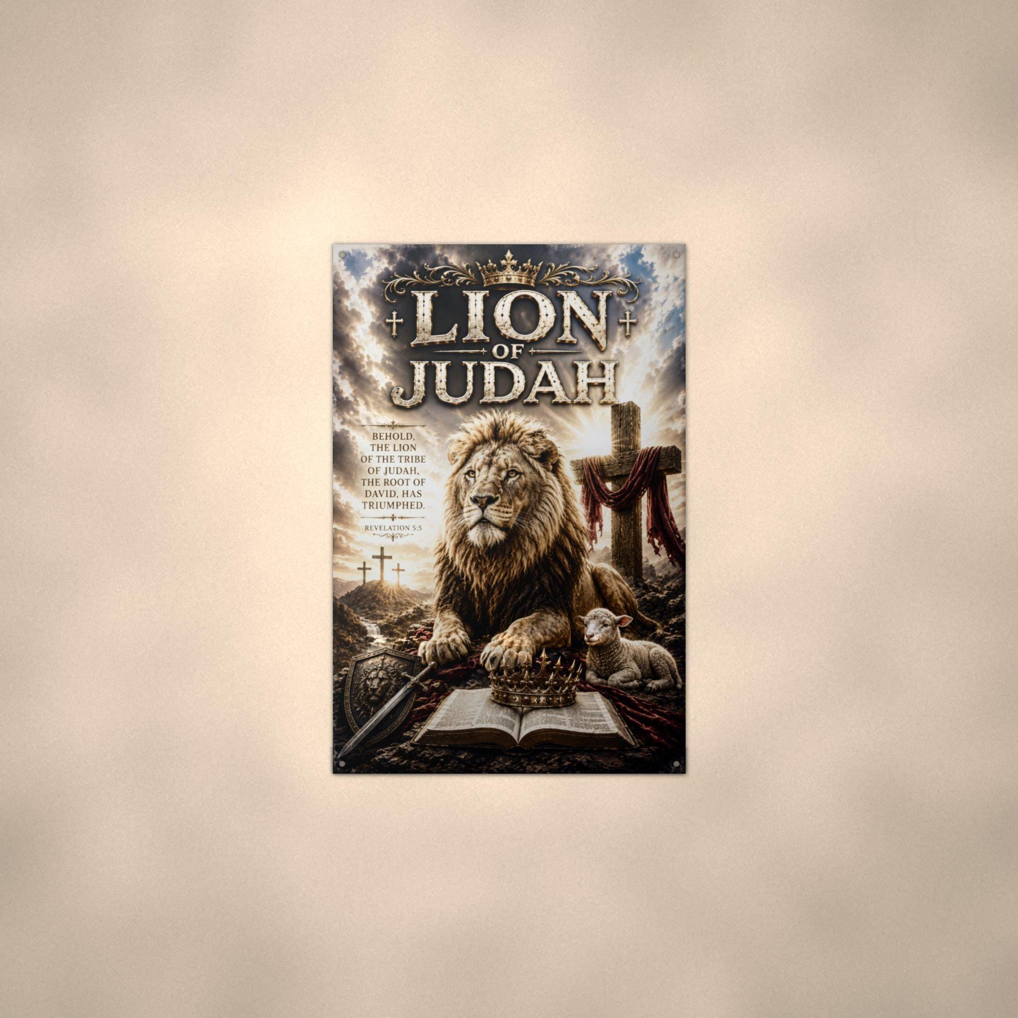 Lion of Judah Christian Metal Sign Aluminum Sign — lifestyle setting
