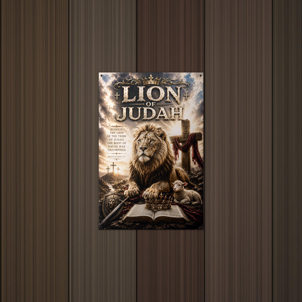 Lion of Judah Christian Metal Sign Aluminum Sign — detail view