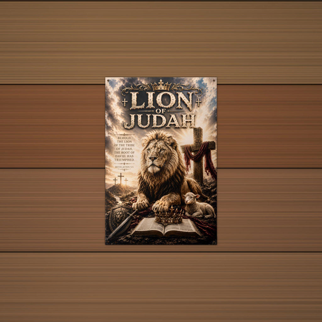 Lion of Judah Christian Metal Sign Aluminum Sign — alternate angle