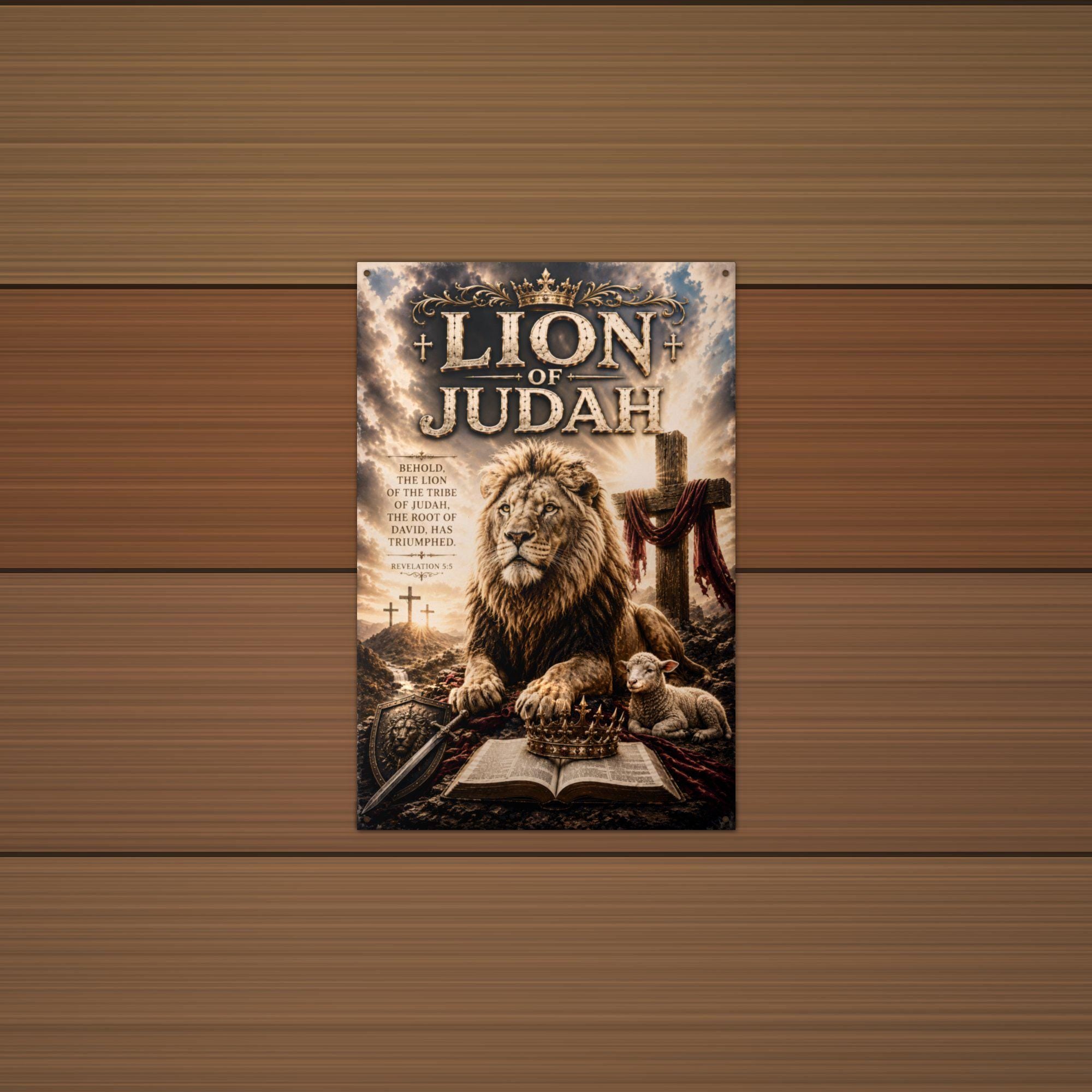 Lion of Judah Christian Metal Sign Aluminum Sign — alternate angle