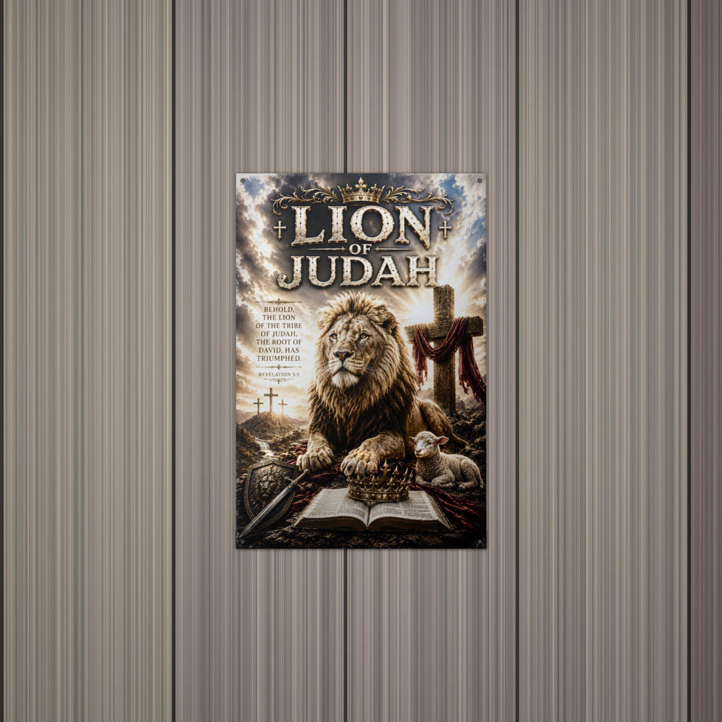Lion of Judah Christian Metal Sign Aluminum Sign — alternate angle