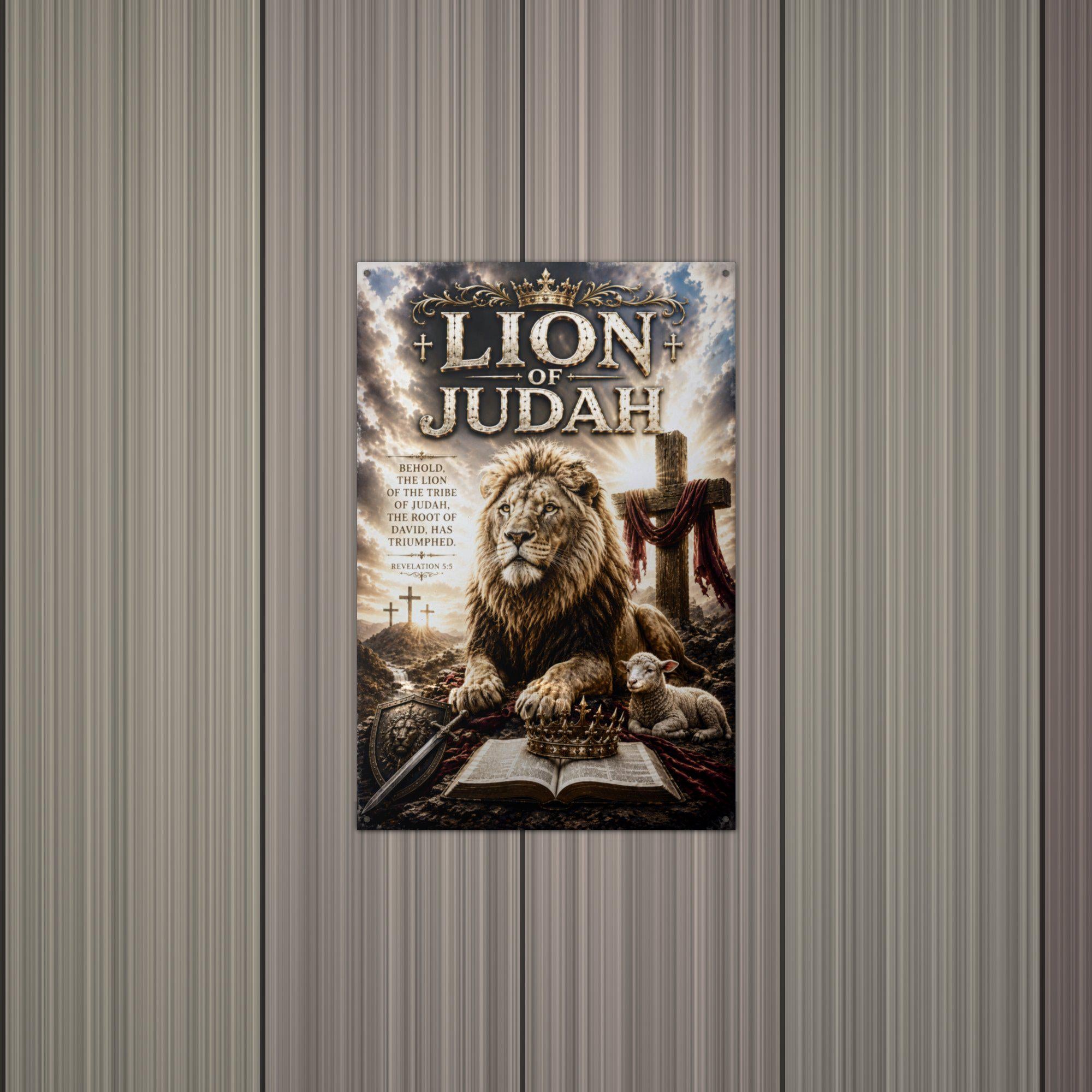 Lion of Judah Christian Metal Sign Aluminum Sign — alternate angle