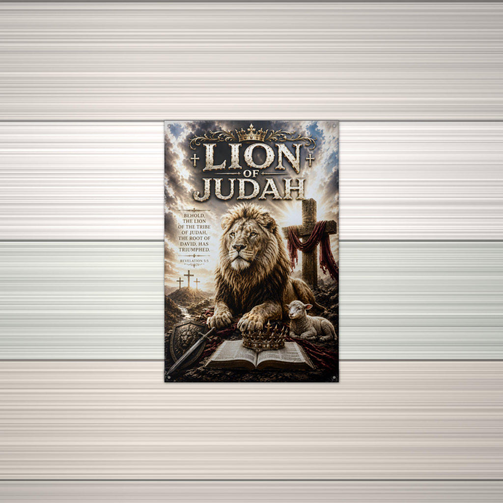 Lion of Judah Christian Metal Sign Aluminum Sign — alternate angle