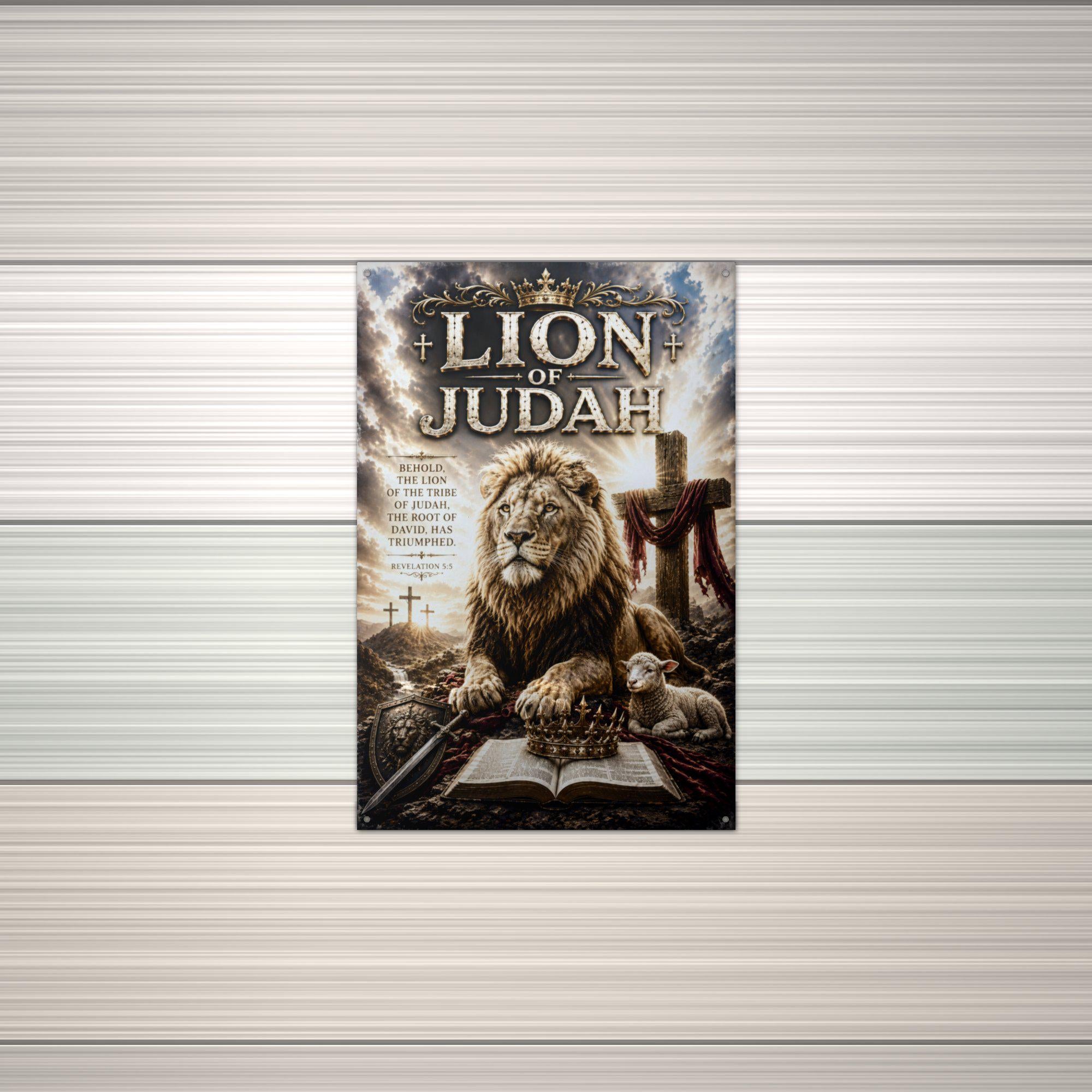 Lion of Judah Christian Metal Sign Aluminum Sign — alternate angle