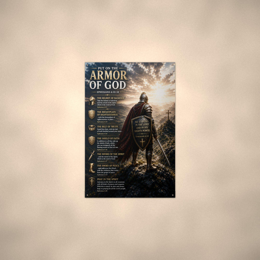 Armor of God Shield Knight Christian Metal Si Aluminum Sign — lifestyle setting