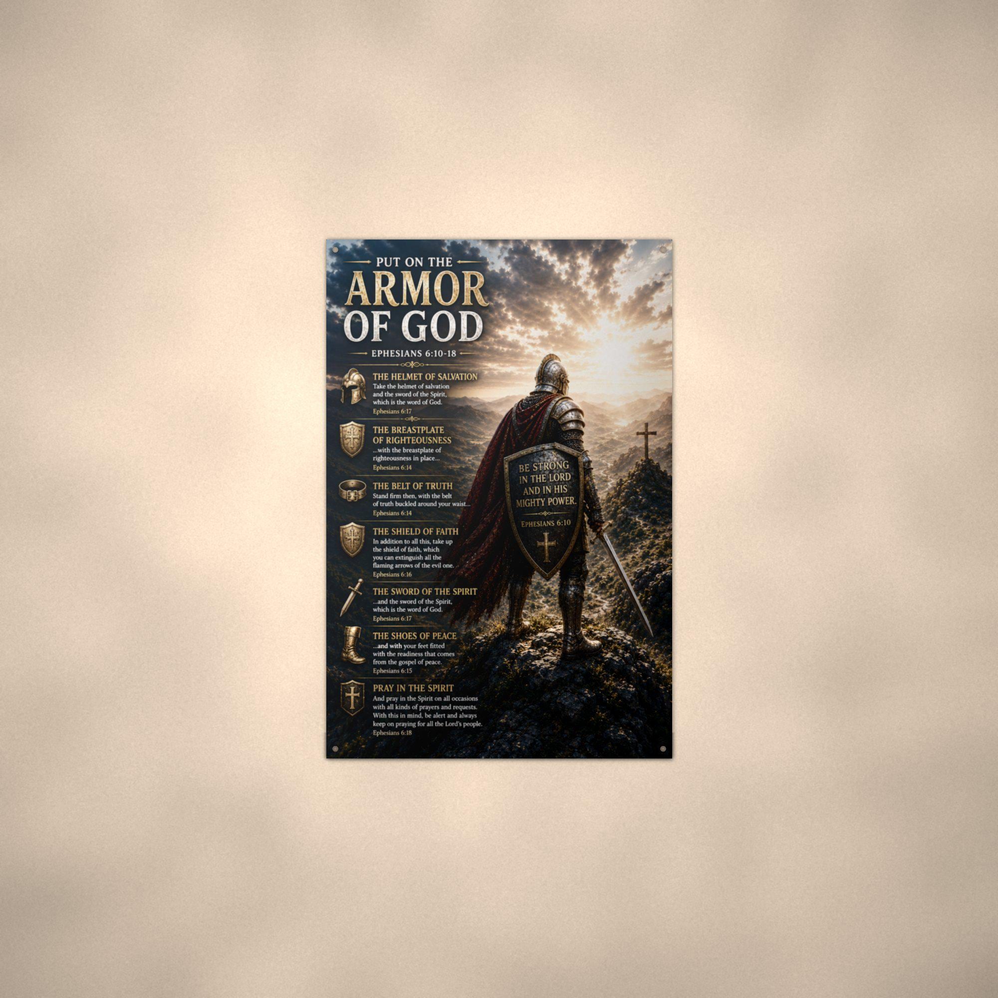 Armor of God Shield Knight Christian Metal Si Aluminum Sign — lifestyle setting