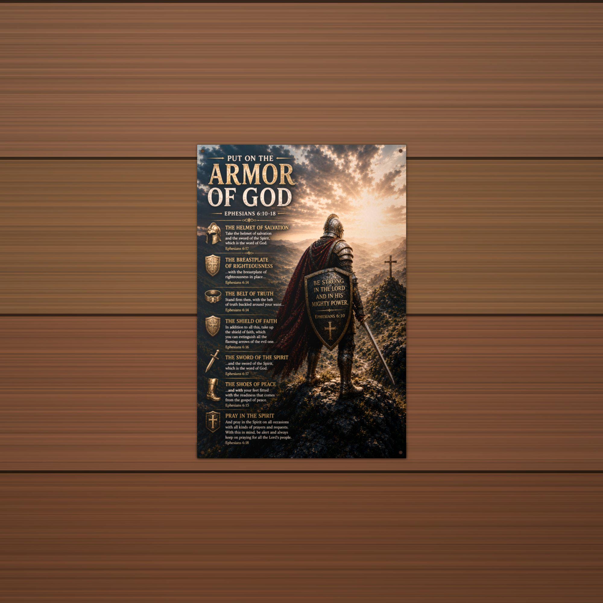 Armor of God Shield Knight Christian Metal Si Aluminum Sign — alternate angle