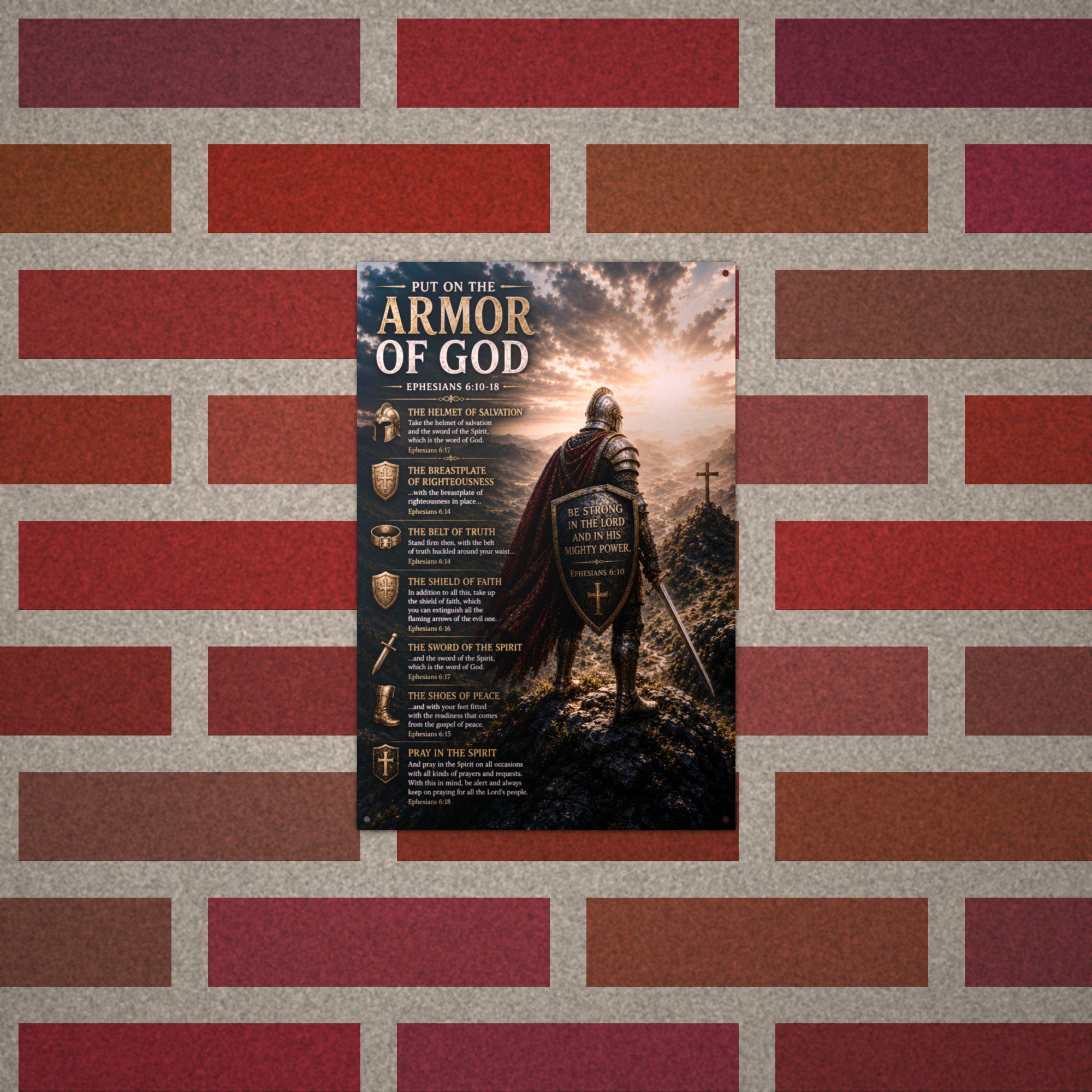 Armor of God Shield Knight Christian Metal Si Aluminum Sign — alternate angle