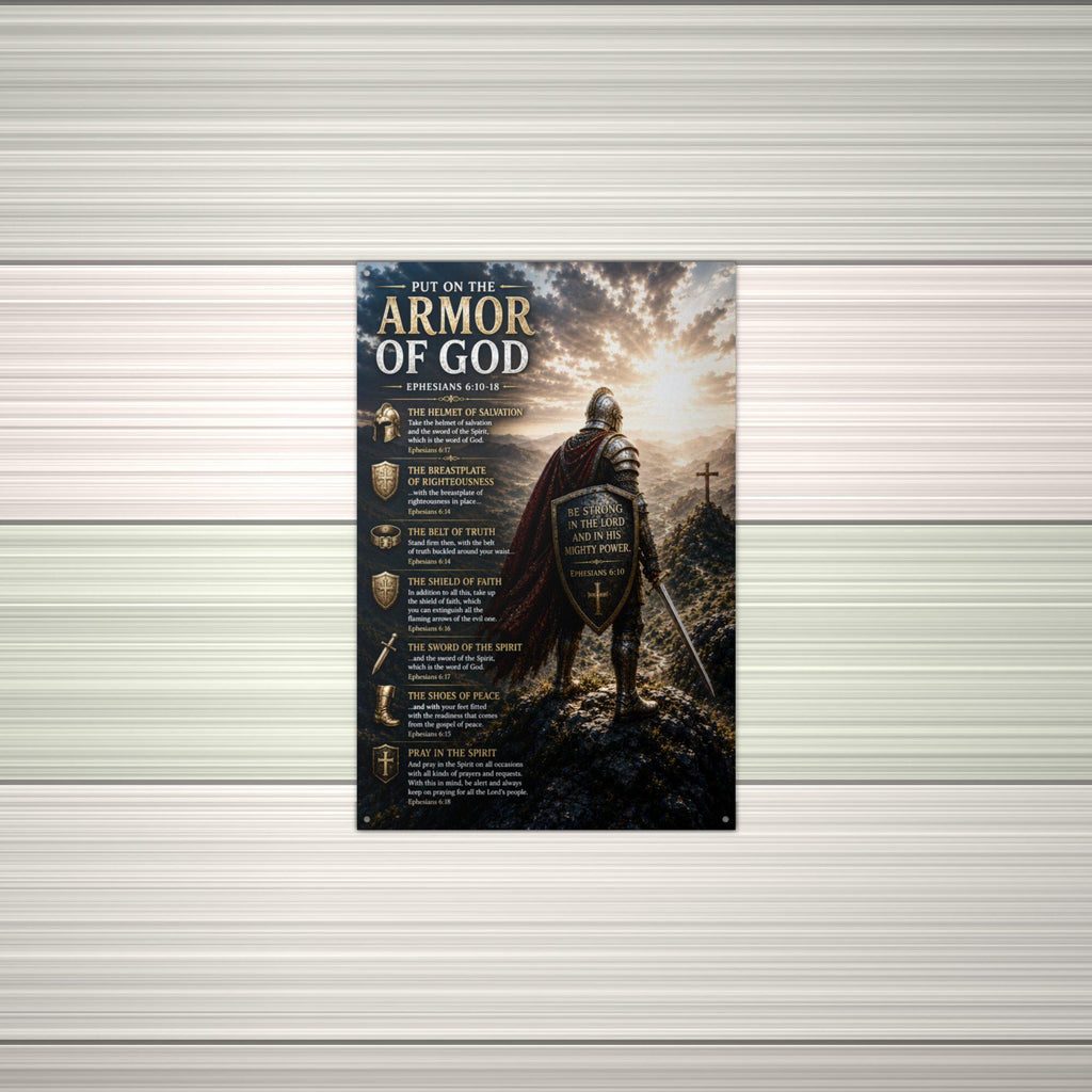 Armor of God Shield Knight Christian Metal Si Aluminum Sign — alternate angle