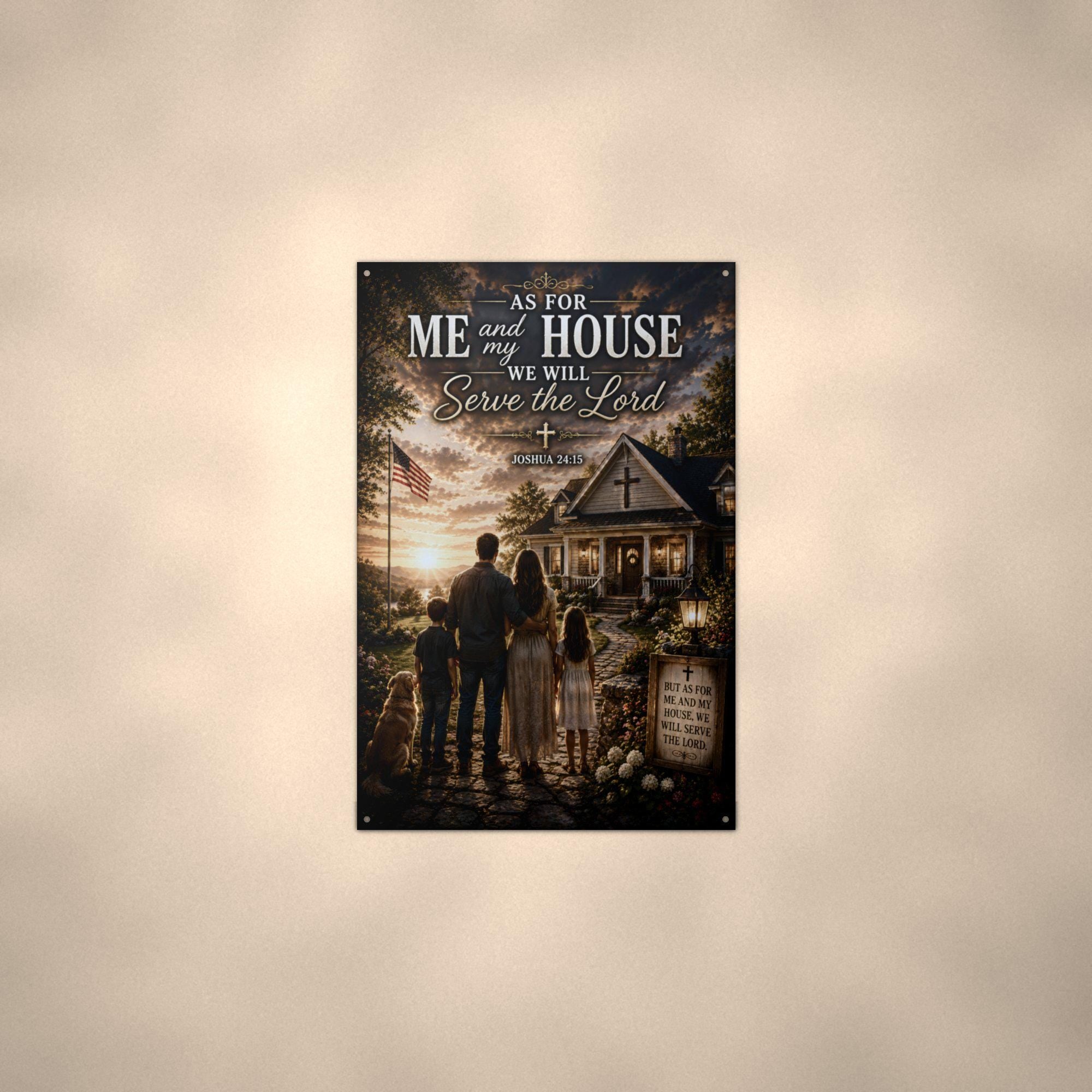 As For Me and My House Christian Metal Sign Aluminum Sign — lifestyle setting