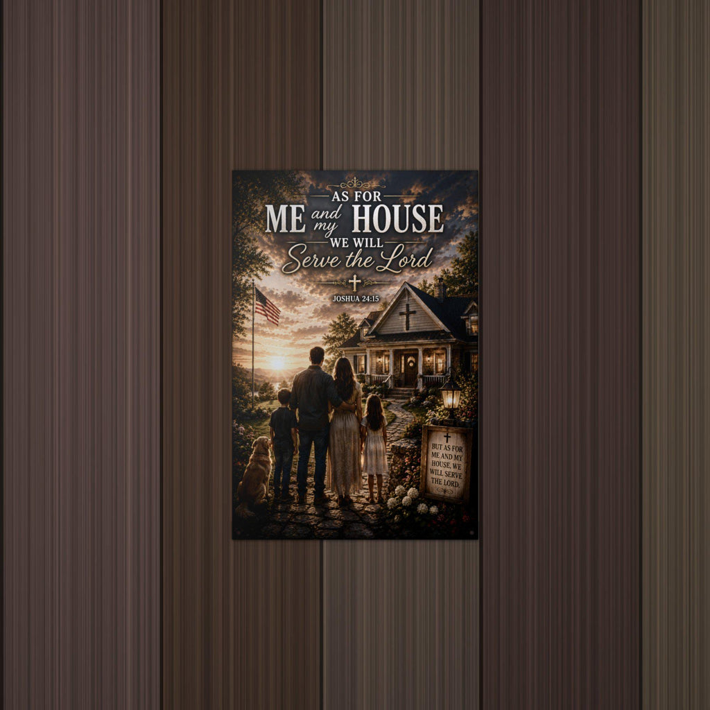 As For Me and My House Christian Metal Sign Aluminum Sign — detail view