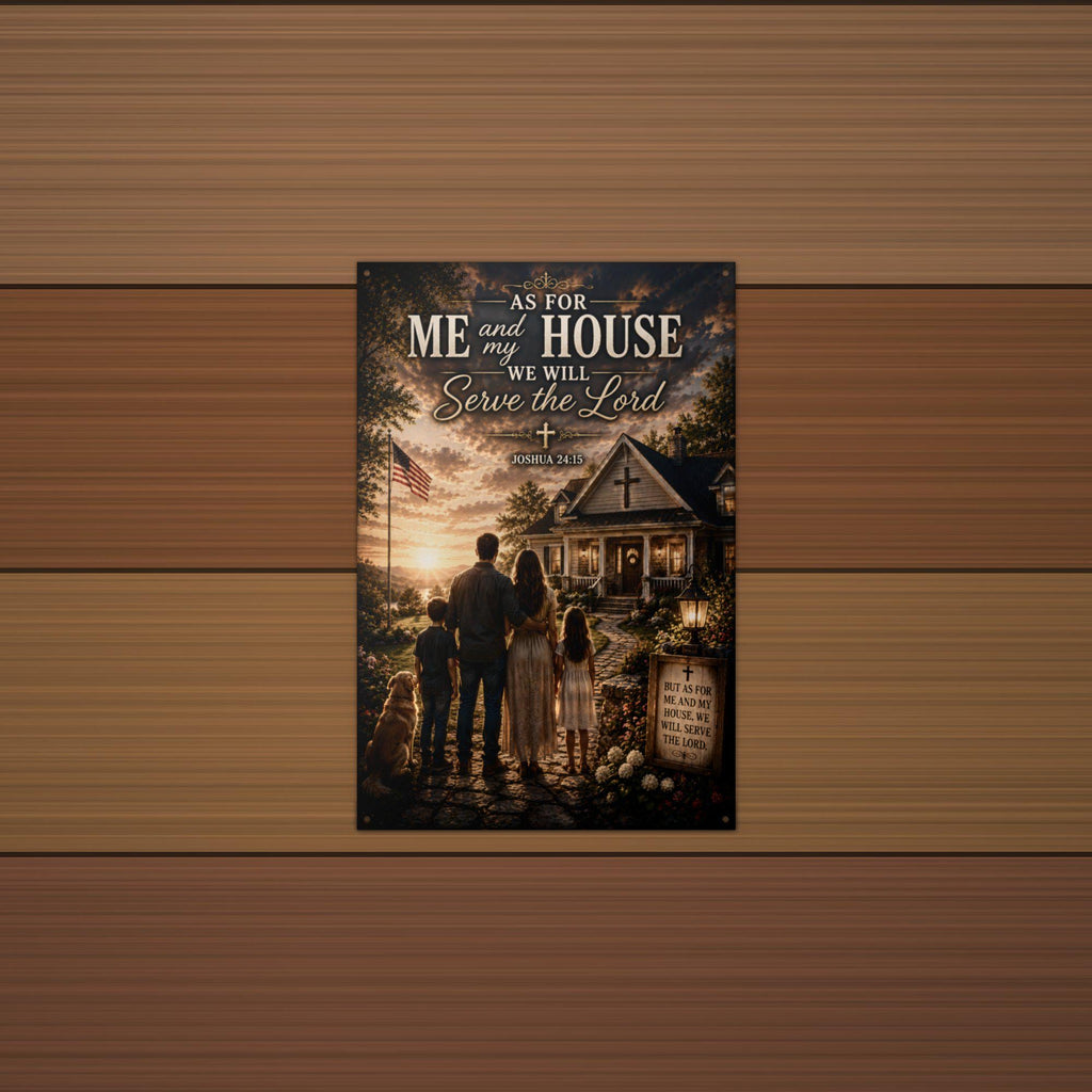 As For Me and My House Christian Metal Sign Aluminum Sign — alternate angle