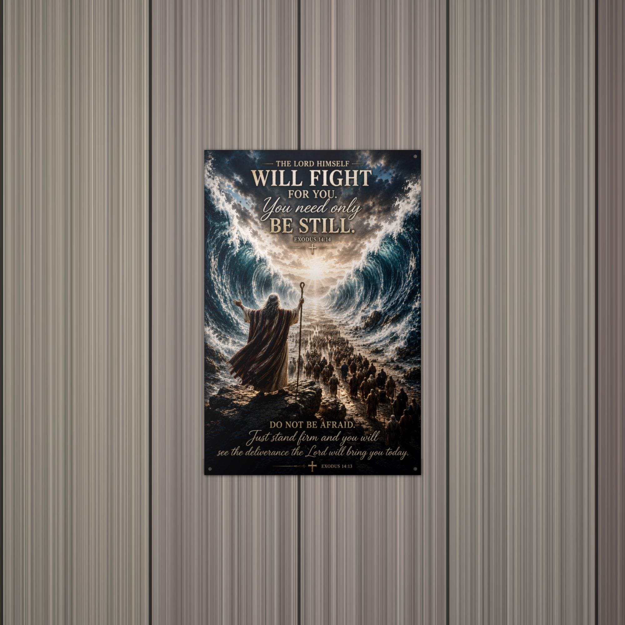Be Still Parted Sea Christian Metal Sign Aluminum Sign — alternate angle
