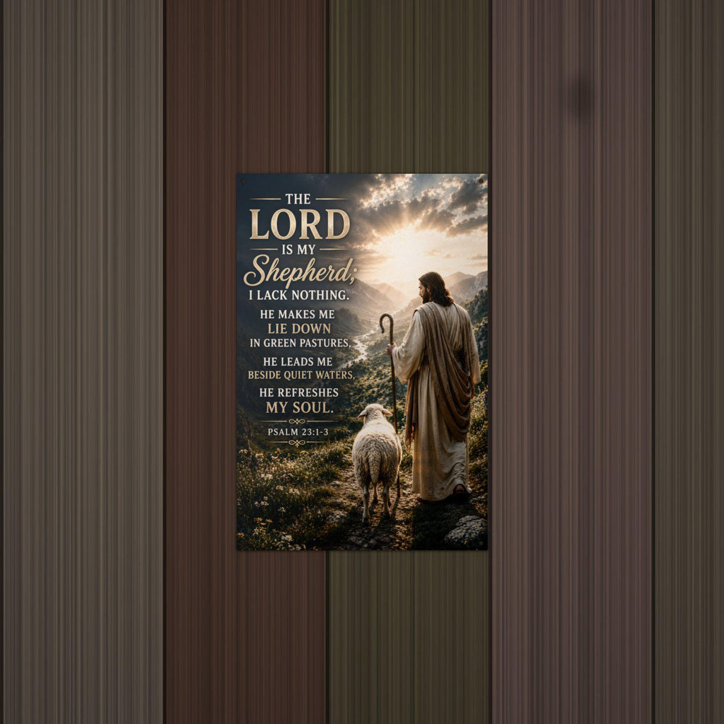 The Lord Is My Shepherd Christian Metal Sign Aluminum Sign — detail view