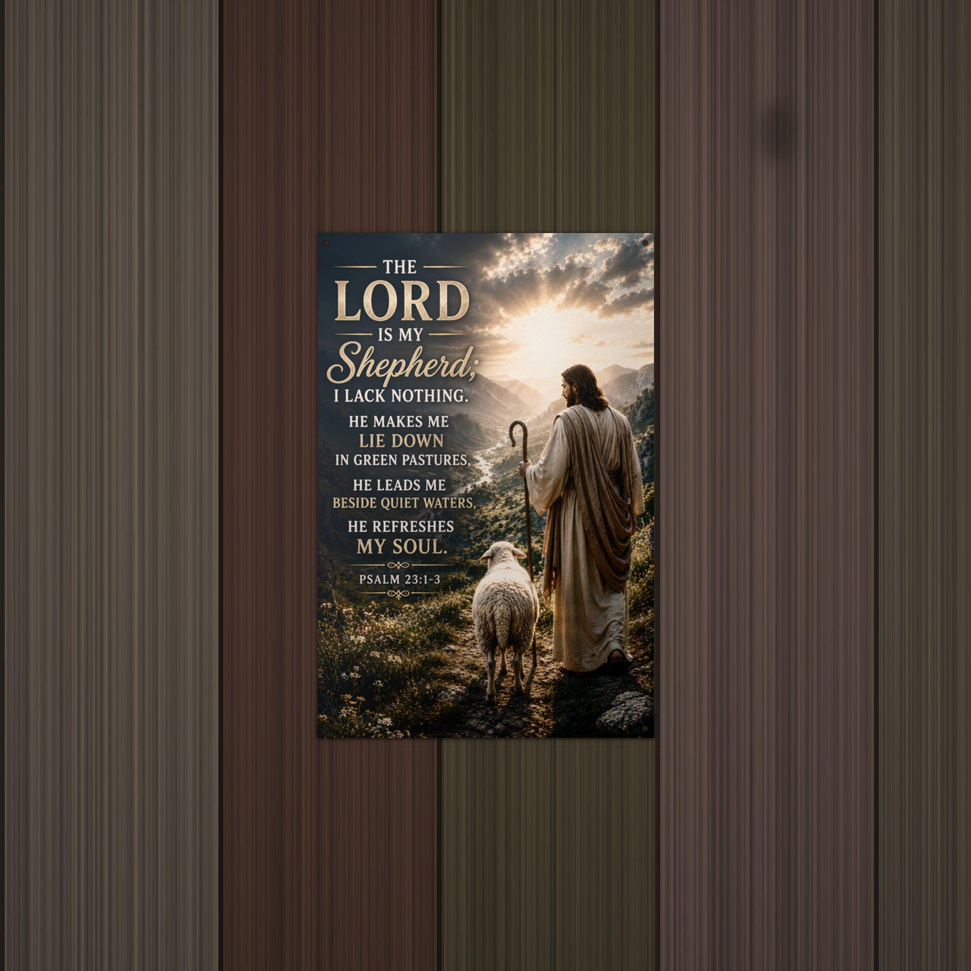 The Lord Is My Shepherd Christian Metal Sign Aluminum Sign — detail view