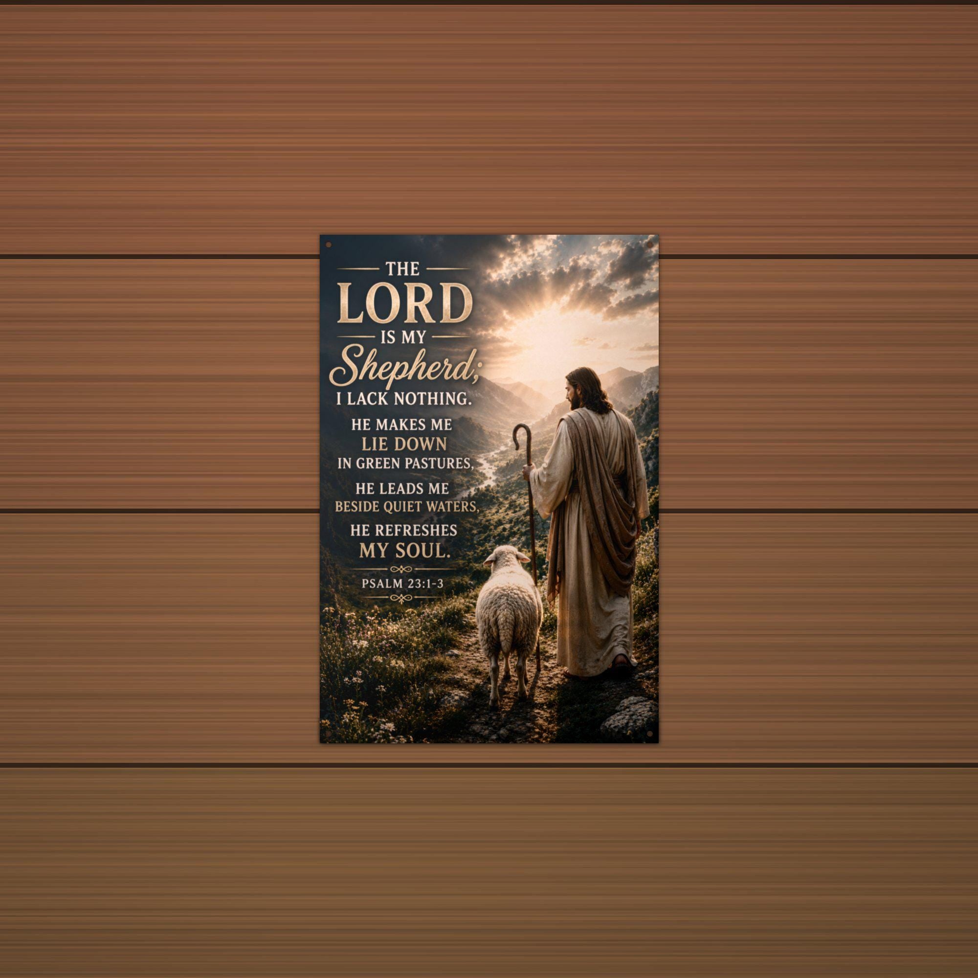 The Lord Is My Shepherd Christian Metal Sign Aluminum Sign — alternate angle