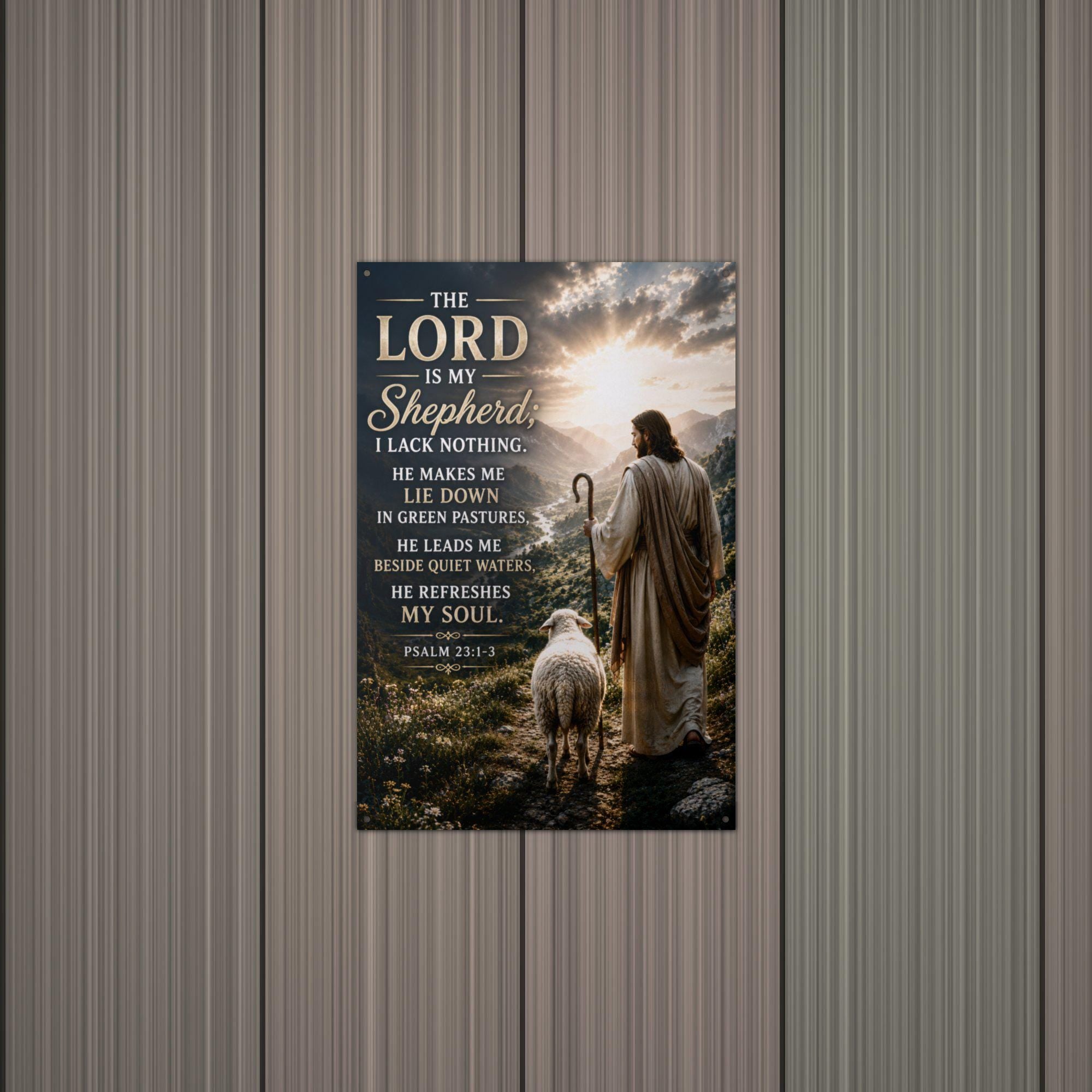 The Lord Is My Shepherd Christian Metal Sign Aluminum Sign — alternate angle